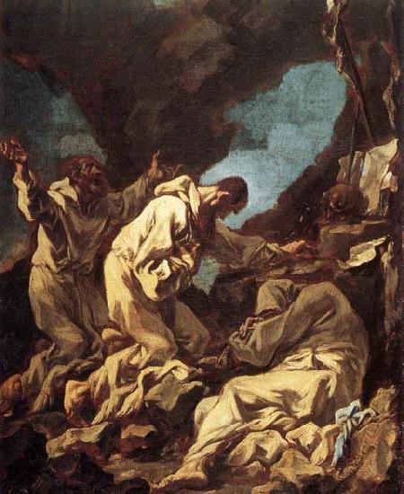 MAGNASCO, Alessandro Three Camaldolite Monks at Prayer oil painting image